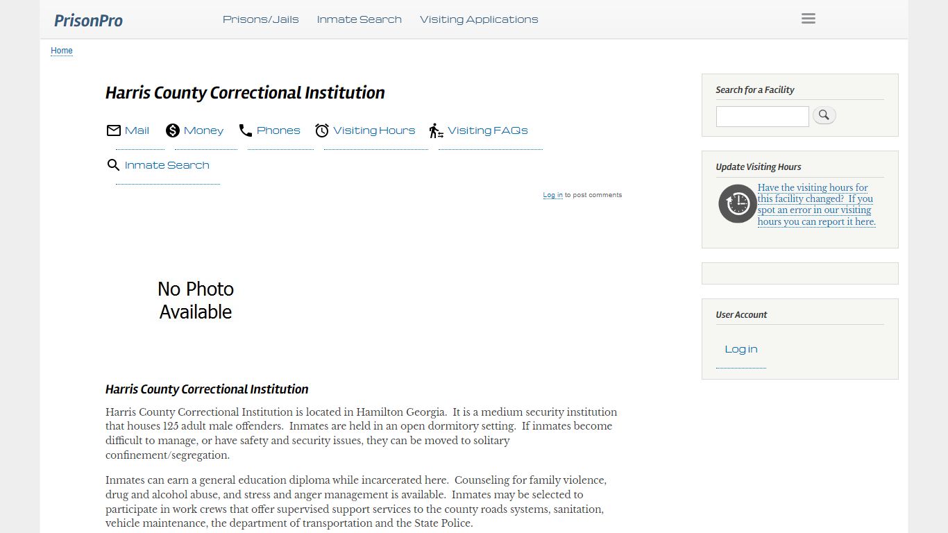 Harris County Correctional Institution - PrisonPro