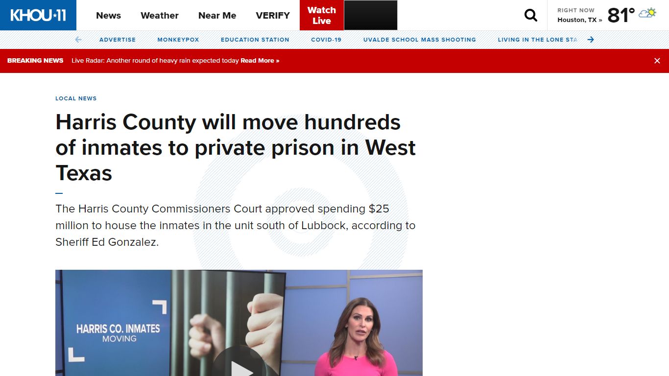 Harris County inmates being moved to prison nearly 500 miles away ...